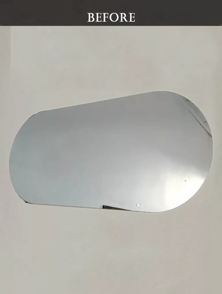 Plain wall mirror before custom engraving or design